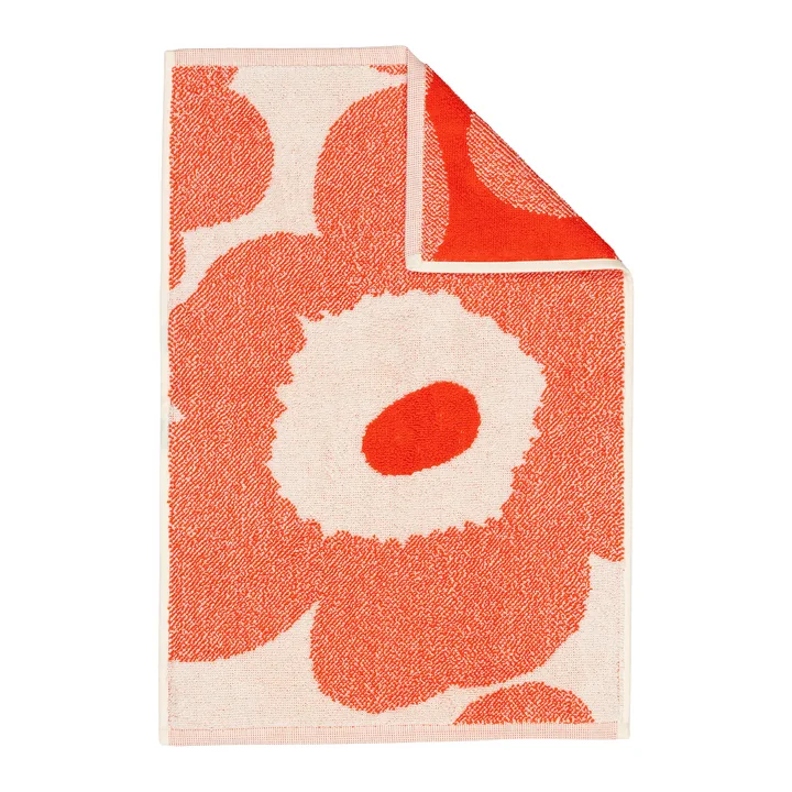 Marimekko - Unikko Serviette d'invité, 32 x 50 cm, blanc cassé / rouge orange