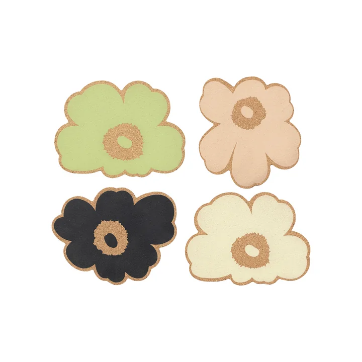 Marimekko - Unikko Dessous de verre 12 cm, multicolore (set de 4)
