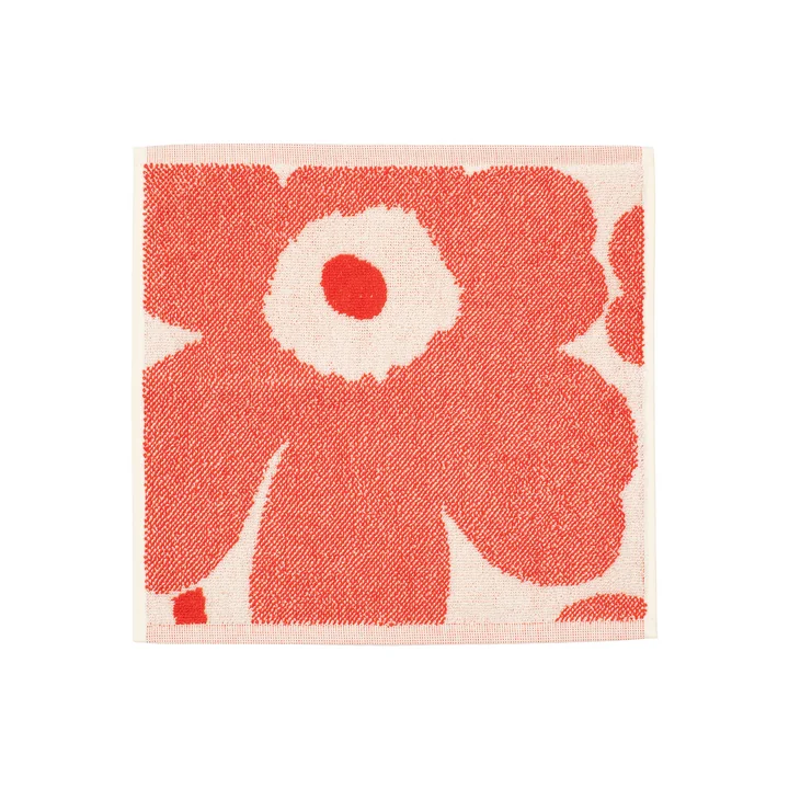 Marimekko - Unikko Mini -Serviette, 30 x 30 cm, blanc cassé / orange red