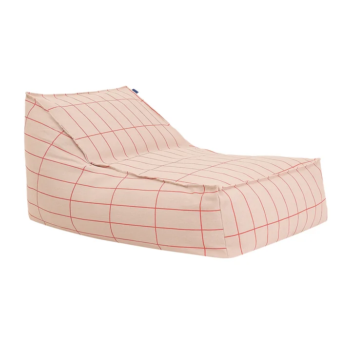 Nobodinoz - Vibes Long Pouf (pour adultes), grille rose rouge