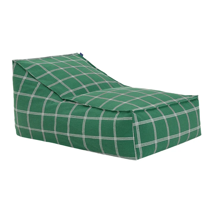 Nobodinoz - Vibes Long Pouf (pour adultes), green white windowpane