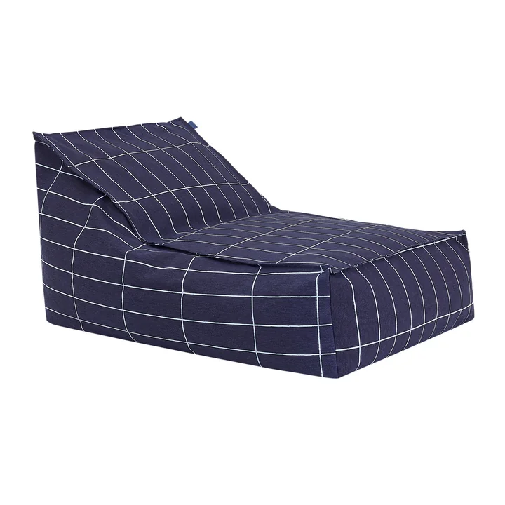 Nobodinoz - Vibes Long Pouf (pour adultes), navy blue grid