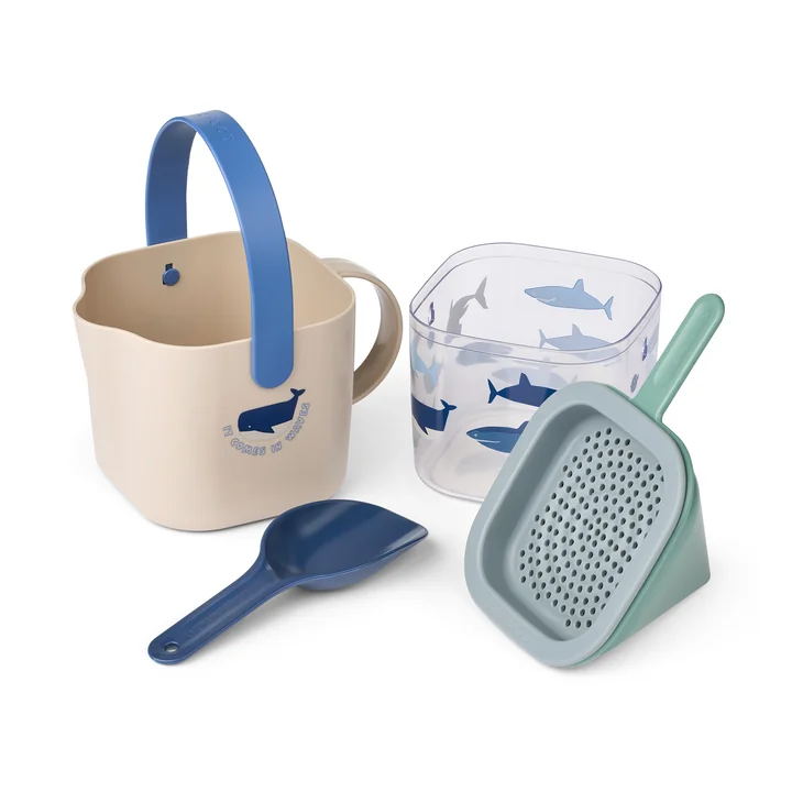 LIEWOOD - Roald Ensemble de bac à sable, shark / dove blue (5 pièces)