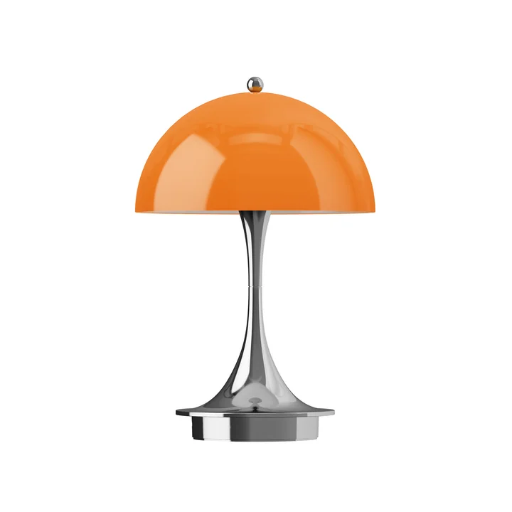 Louis Poulsen - Panthella 160 Portable V3 Lampe de table à LED rechargeable, chromée / originale opale orange