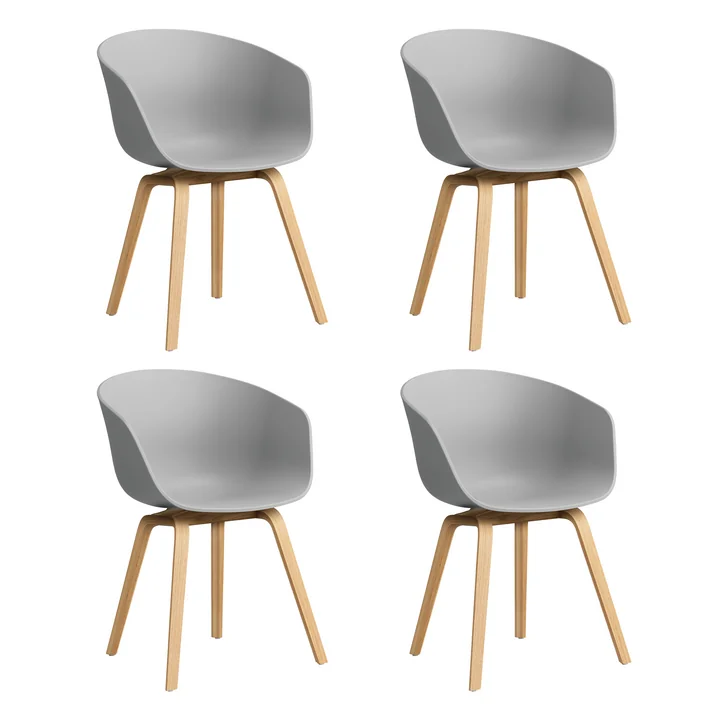 HAY-About-A-Chair-AAC-22-Eiche-lackiert-concrete-grey-2-4er-Set