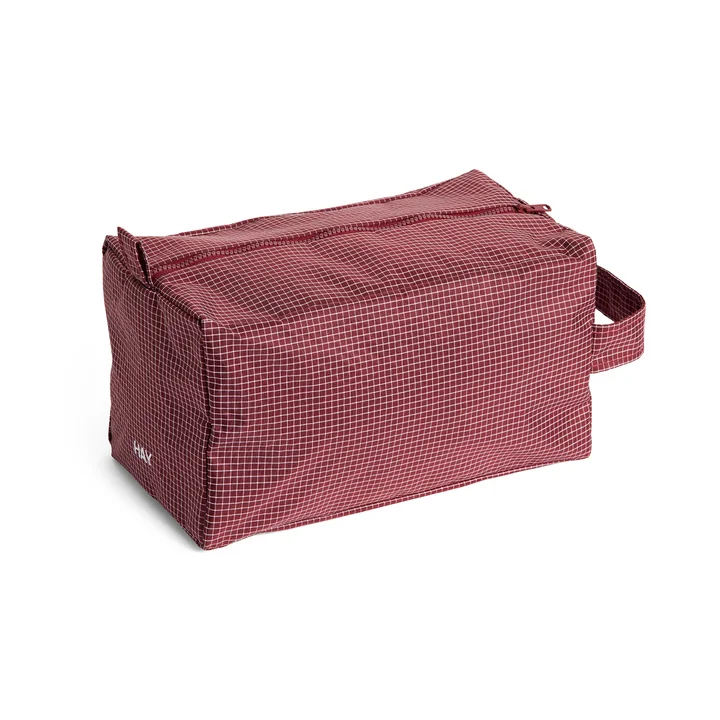 HAY - Grid Wash Bag M, bourgogne