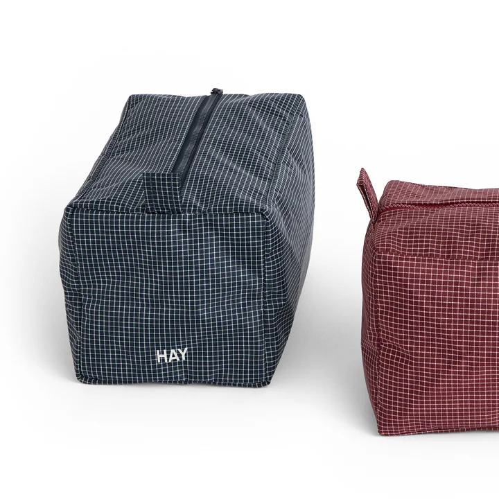 HAY - Grid Wash Bag M, bleu foncé