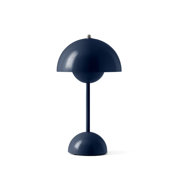 & Tradition - Flowerpot Lampe de table rechargeable VP9 avec câble de recharge magnétique, bleu acier