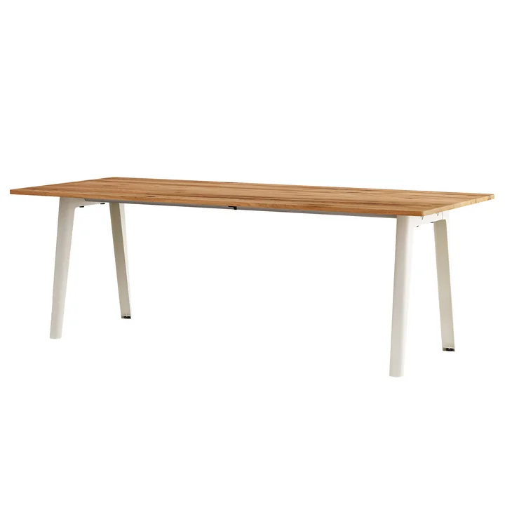 TipToe - NEW MODERN Table de salle à manger 95 x 220 cm, vieux bois recyclé / cream white