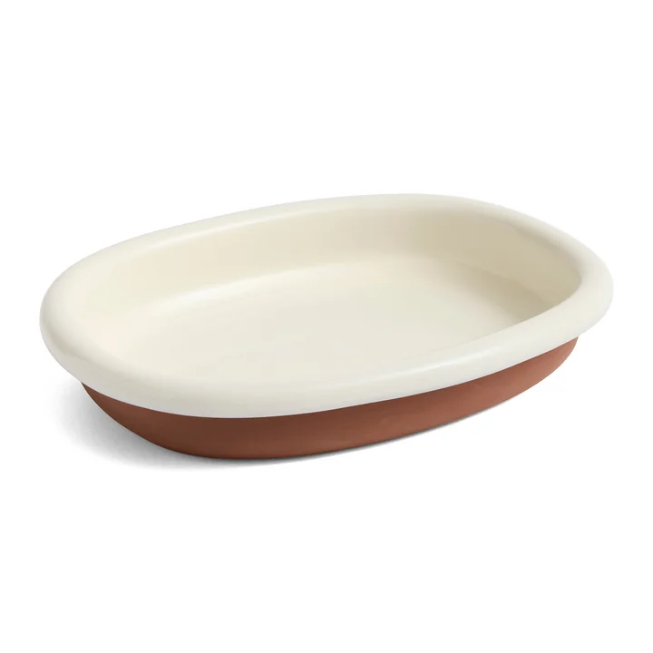 HAY - Barro Plat de service ovale, blanc cassé