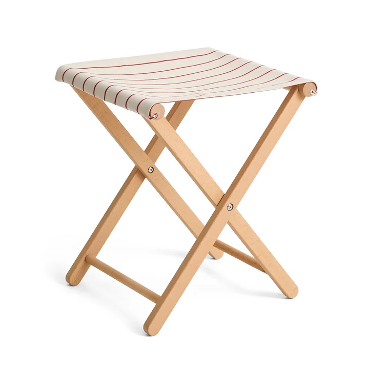HAY - Outdoor Market Tabouret pliant, beige avec bandes rouges