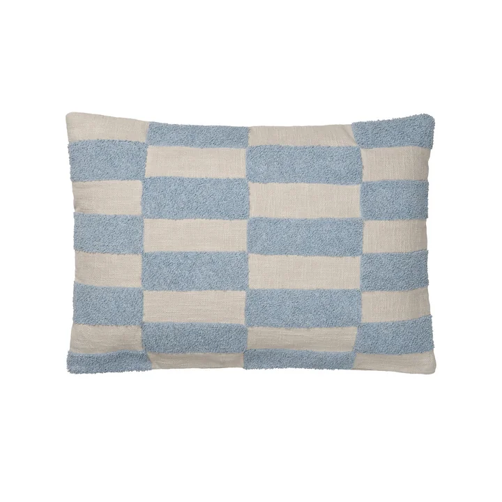 Broste Copenhagen - Jane Taie d'oreiller, 40 x 60 cm, dusty blue / oatmeal