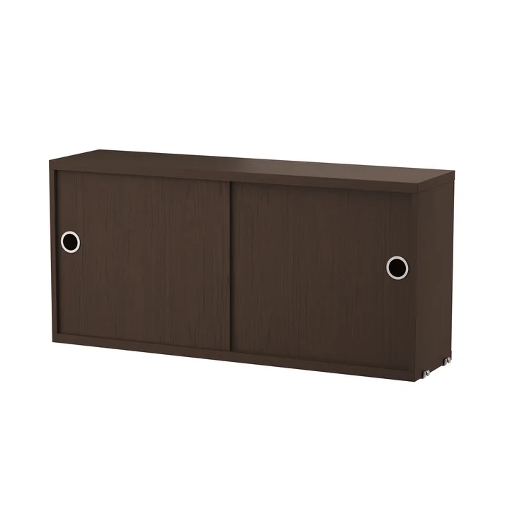 String - Module d'armoire avec portes coulissantes 78 x 20 cm, chêne foncé