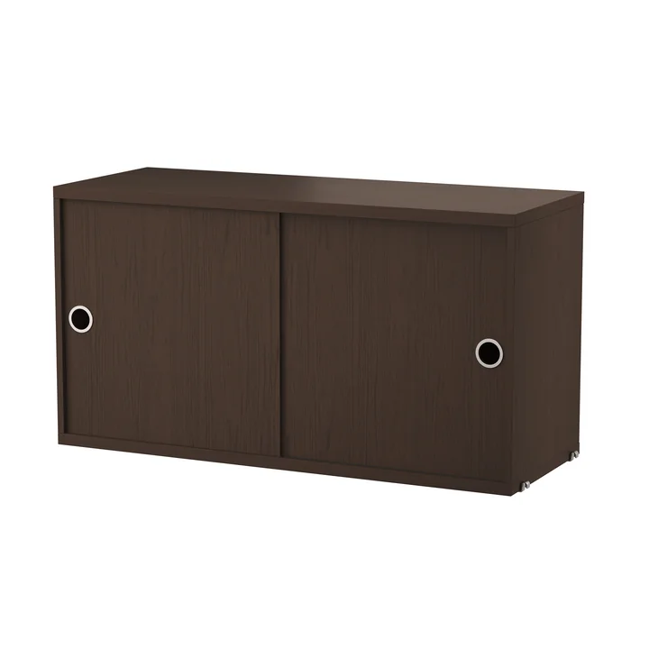 String - Module d'armoire avec portes coulissantes 78 x 30 cm, chêne foncé
