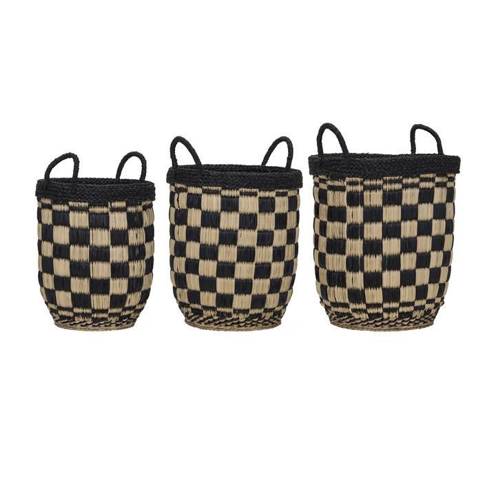 House Doctor - Panier de rangement Opti, noir / naturel (lot de 3)