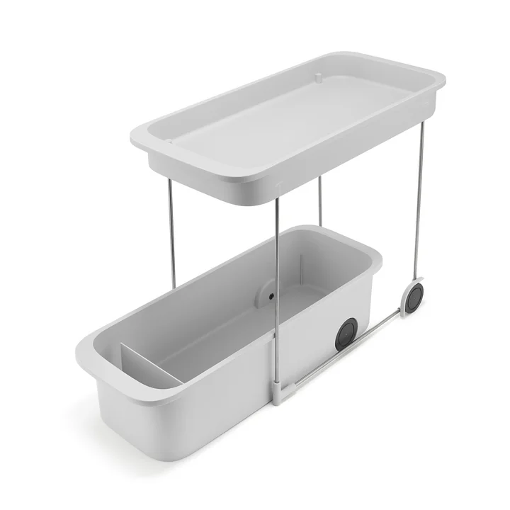 Joseph Joseph - CupboardStore Armoire de nettoyage extensible avec roulettes, 2 niveaux, light stone