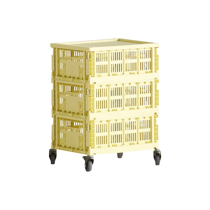 HAY - Table d'appoint sur roulettes, medium, jaune clair, recycled