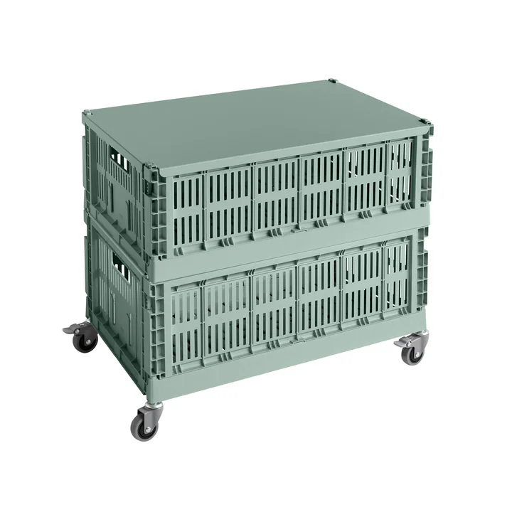 HAY - Table d'appoint sur roulettes, large, vert sauge, recycled