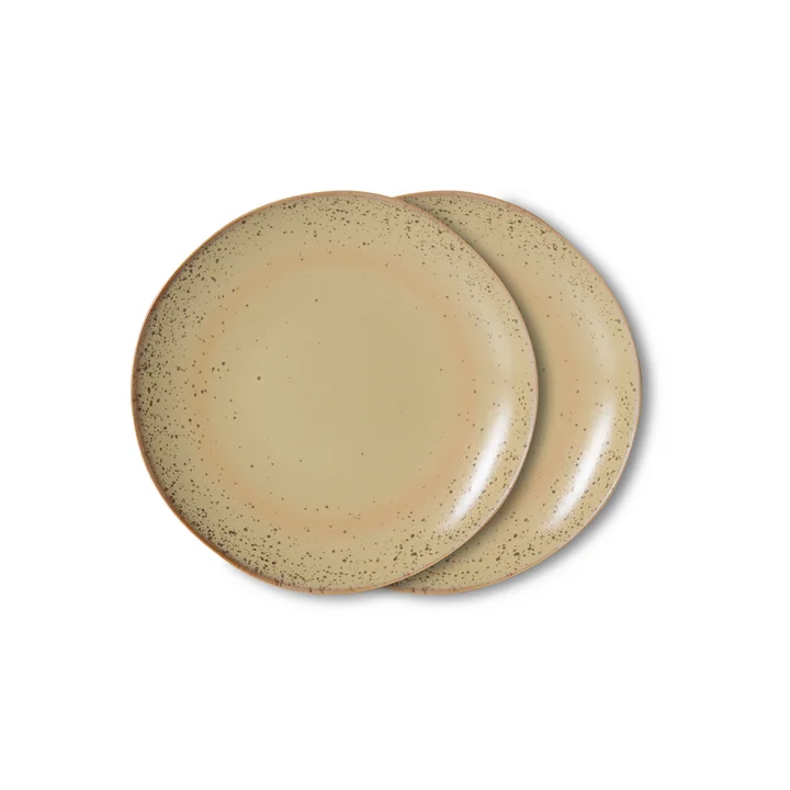 HKLiving - 70's Assiette à dessert, Ø 17,5 cm, grit (lot de 2)