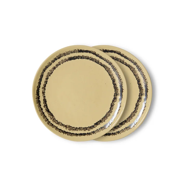 HKLiving - 70's Assiette à dessert, Ø 17,5 cm, vanille (lot de 2)