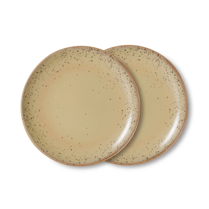 HKLiving - 70's Assiette d'accompagnement, Ø 22 cm, grit (lot de 2)
