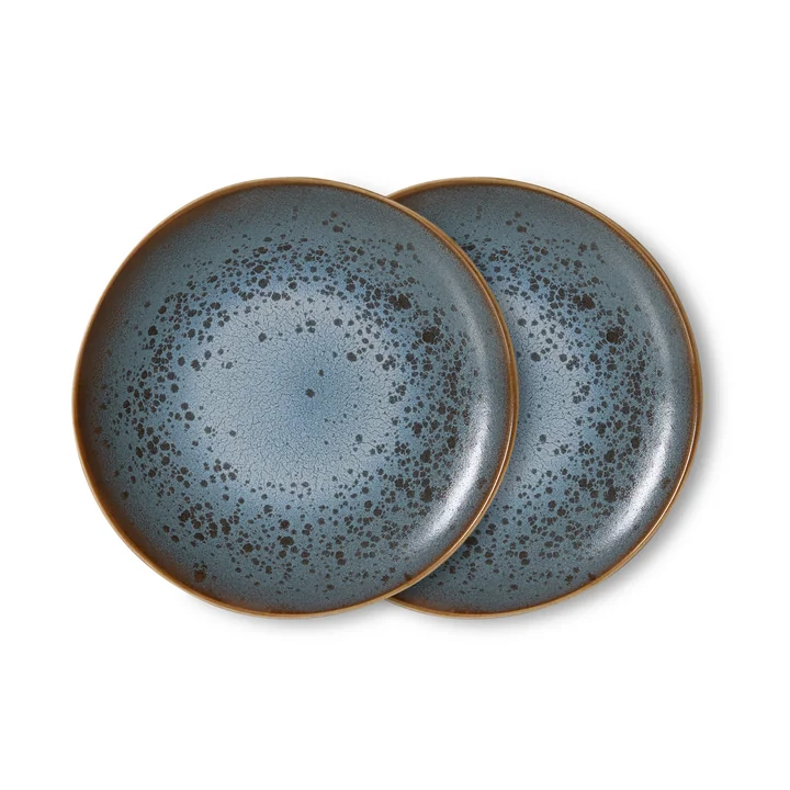 HKLiving - 70's Assiette d'accompagnement, Ø 22 cm, minéral (lot de 2)