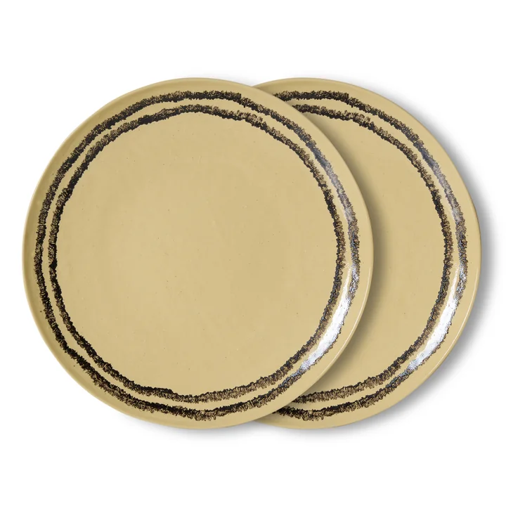 HKLiving - 70's Assiette plate, Ø 27,5 cm, vanille (lot de 2)