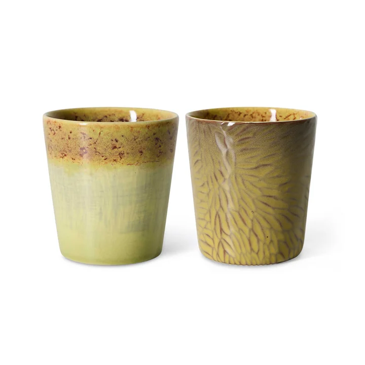 HKliving - 70's Van Gogh Tasse à café, 230 ml, sunflowers (set de 2)