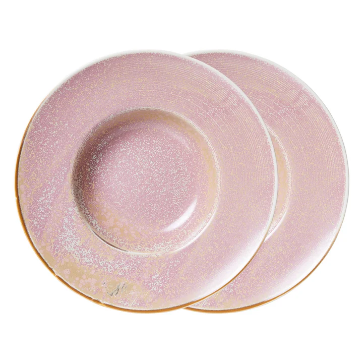HKliving - Chef Ceramics Assiette à pâtes, Ø 28 cm, rustic pink (lot de 2)