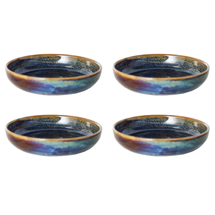 HKliving - Chef Ceramics Assiette creuse, Ø 21,5 cm, rustic blue (set de 4)