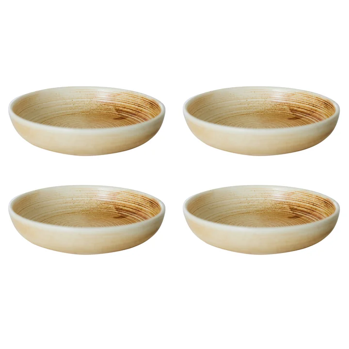 HKliving - Chef Ceramics Assiette creuse, Ø 21,5 cm, rustic cream / brown (set de 4)