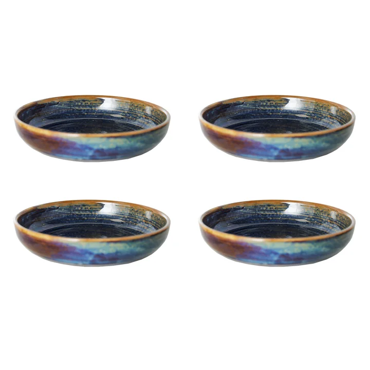 HKliving - Chef Ceramics Assiette creuse, Ø 19,3 cm, rustic blue (set de 4)
