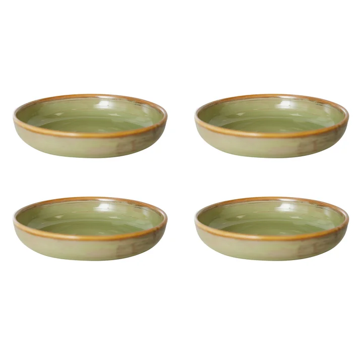 HKliving - Chef Ceramics Assiette creuse, Ø 19,3 cm, moss green (lot de 4)