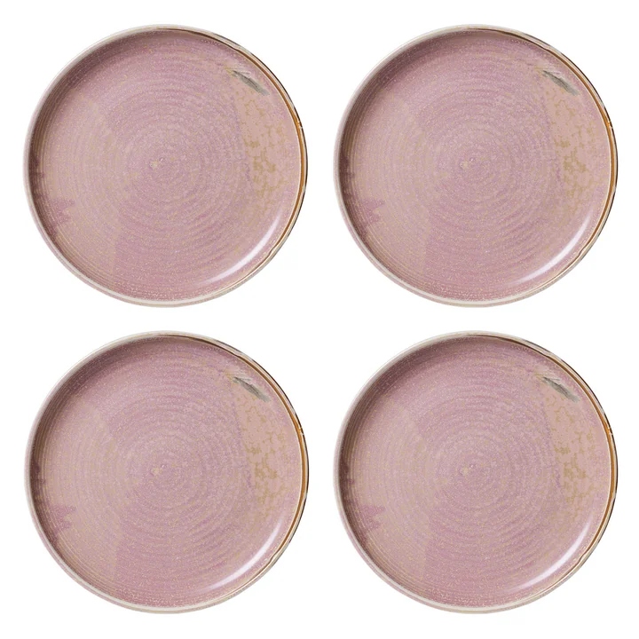 HKliving - Chef Ceramics Assiette, Ø 26 cm, rustic pink (set de 4)