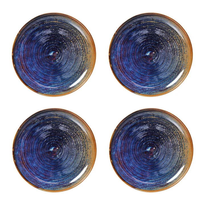 HKliving - Chef Ceramics Assiette, Ø 20 cm, rustic blue (set de 4)