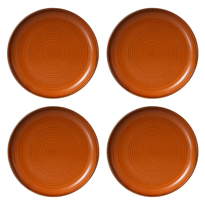 HKliving - Chef Ceramics Assiette, Ø 26 cm, orange brûlé (set de 4)