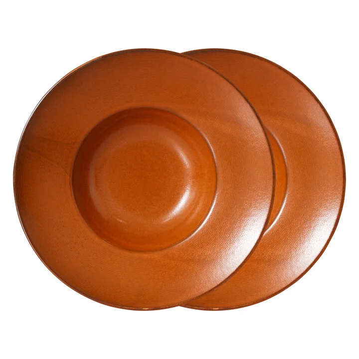 HKliving - Chef Ceramics Assiette à pâtes, Ø 28 cm, orange brûlé (lot de 2)