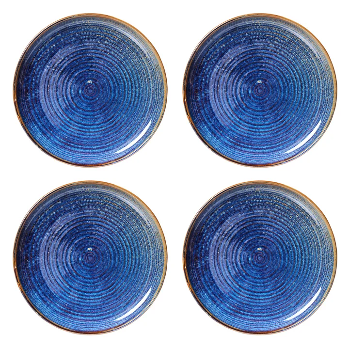 HKliving - Chef Ceramics Assiette, Ø 26 cm, rustic blue (set de 4)