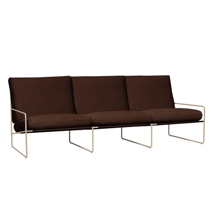 Ferm Living - Desert Outdoor Canapé 3 places, cashmere / chestnut (Pure Bouclé)