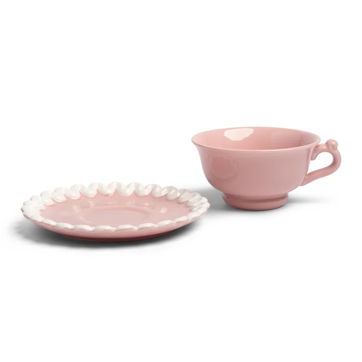 & klevering - Whip Tasse avec soucoupe, 150 ml, rose