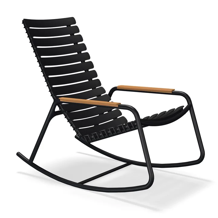 HOUE - ReCLIPS Chaise à bascule d'extérieur, noir / bambou