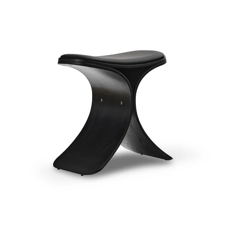 Gejst - Luno Tabouret Black Oak/Black Leather