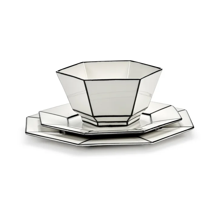 Serax - Carte Blanche Assiette et bol à céréales, blanc / noir