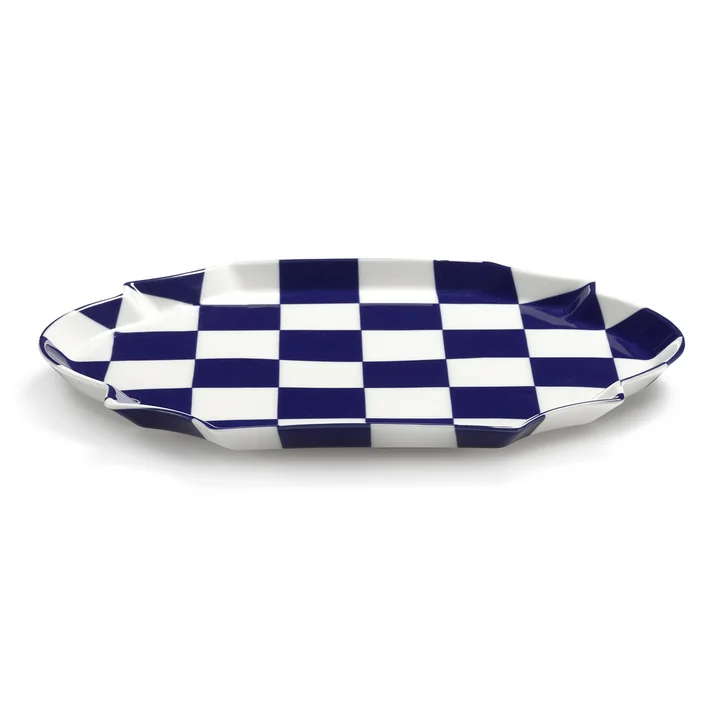 Serax - Fête des Bêtes Plateau de service, bleu / blanc