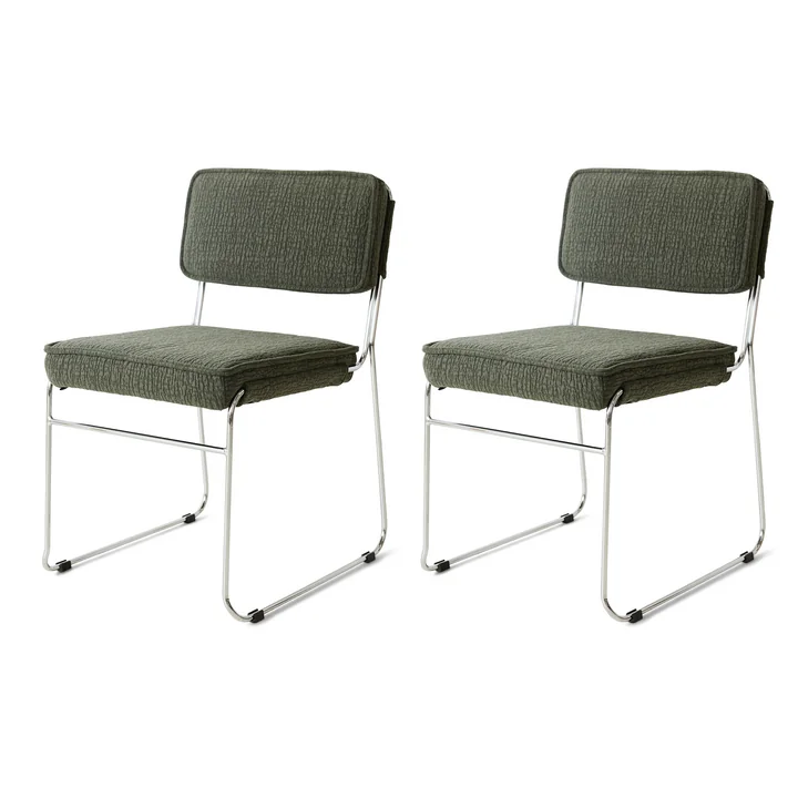 HKliving - Endless Chaise de salle à manger, edge / wild olive (lot de 2)