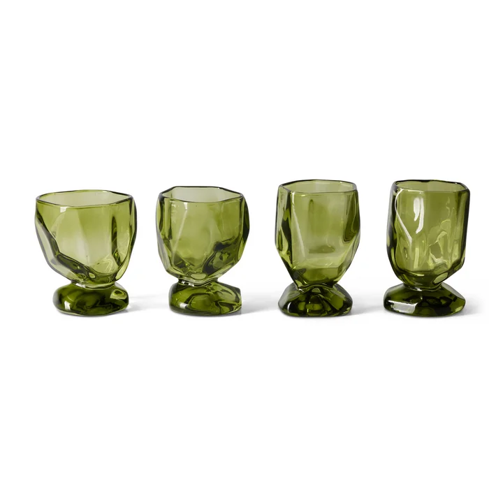 HKliving - Verres, emerald (set de 4)