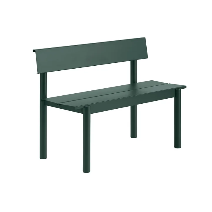 Muuto - Linear Steel Banc avec dossier, 110 cm, vert foncé