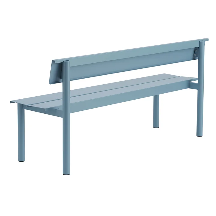 Muuto - Linear Steel Banc avec dossier, 170 cm, bleu clair