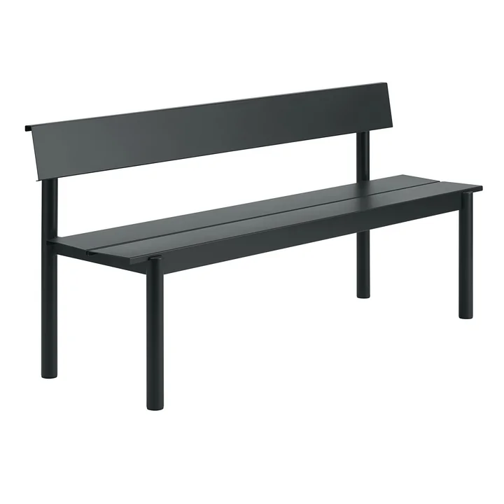 Muuto - Linear Steel Banc avec dossier, 170 cm, noir