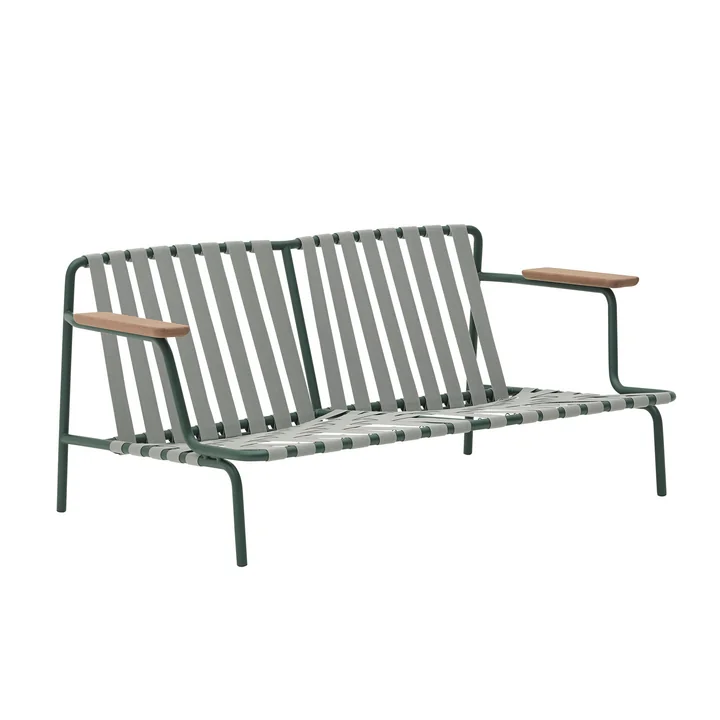 Muuto - Settle Outdoor Canapé 2 places, vert / vert foncé (tissu Ribbed Weave 2)